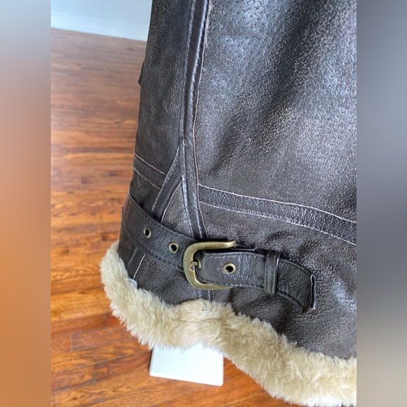 VTG Style B3 Aviator Bomber Military  Airforce Flying Biker 80s 90s Leather Coat - Picture 12 of 15